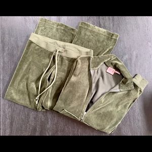 Juicy Couture Velour Track Suit - Olive Green